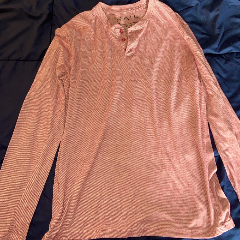 Nordstrom The Rail men red striped Henley long sleeve stretch